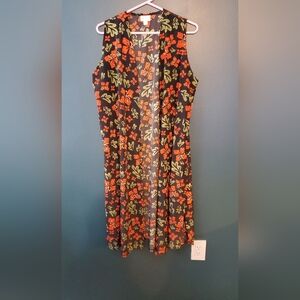 LuLaRoe Black and Red Floral Swim Coverup